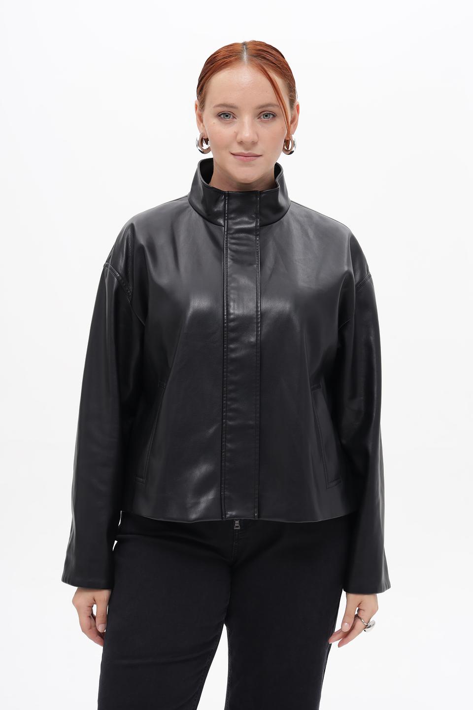 Куртка Marc Aurel кожаная черная