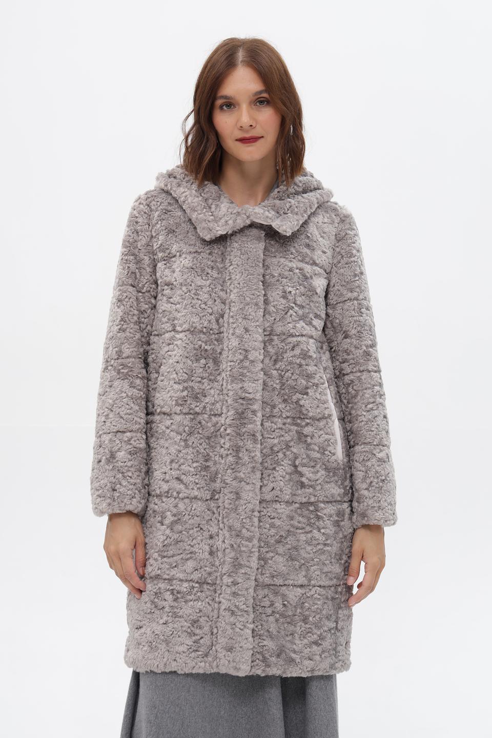 Шуба Electra style серая с капюшоном