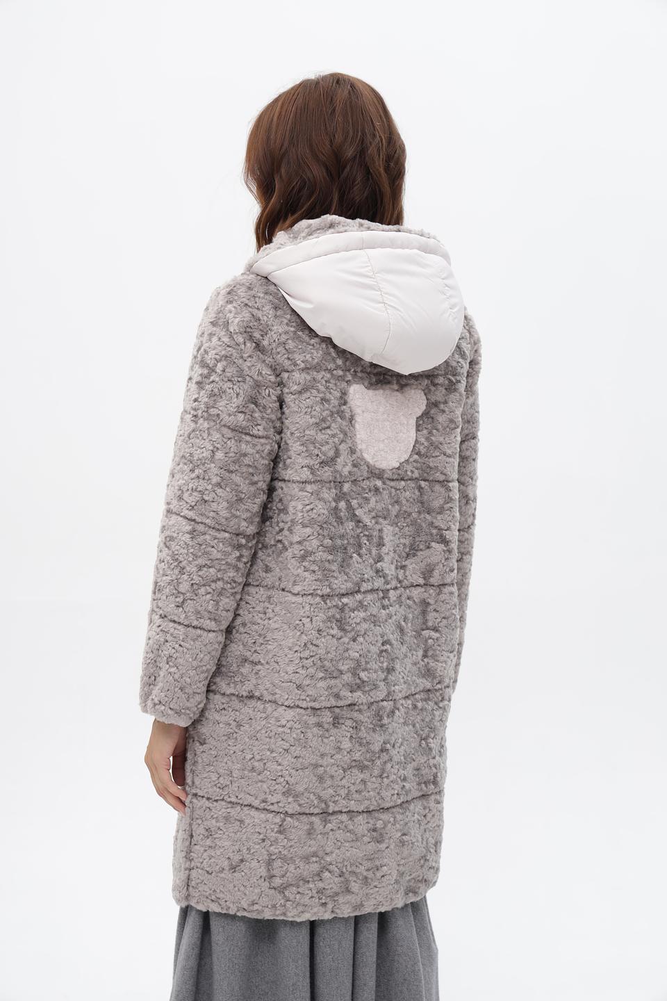 Шуба Electra style серая с капюшоном