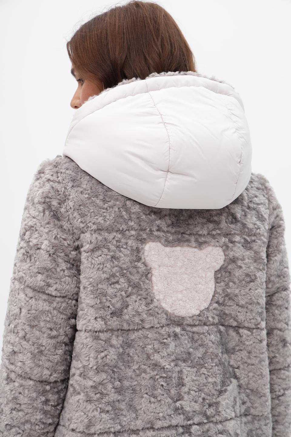 Шуба Electra style серая с капюшоном