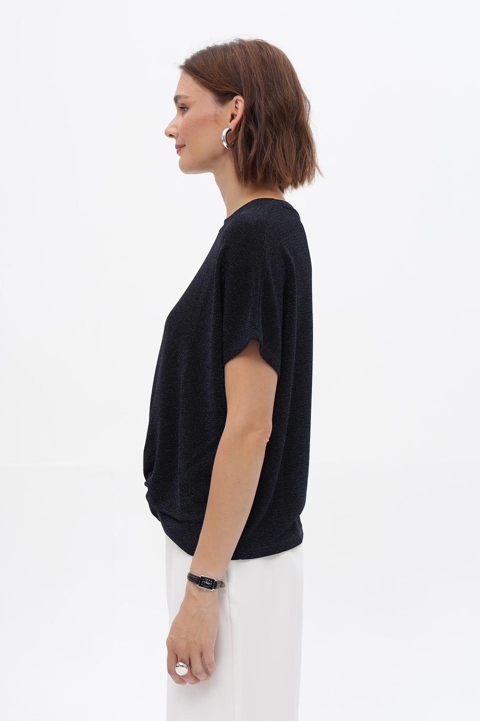 Блузка Oui с узлом темно-синяя