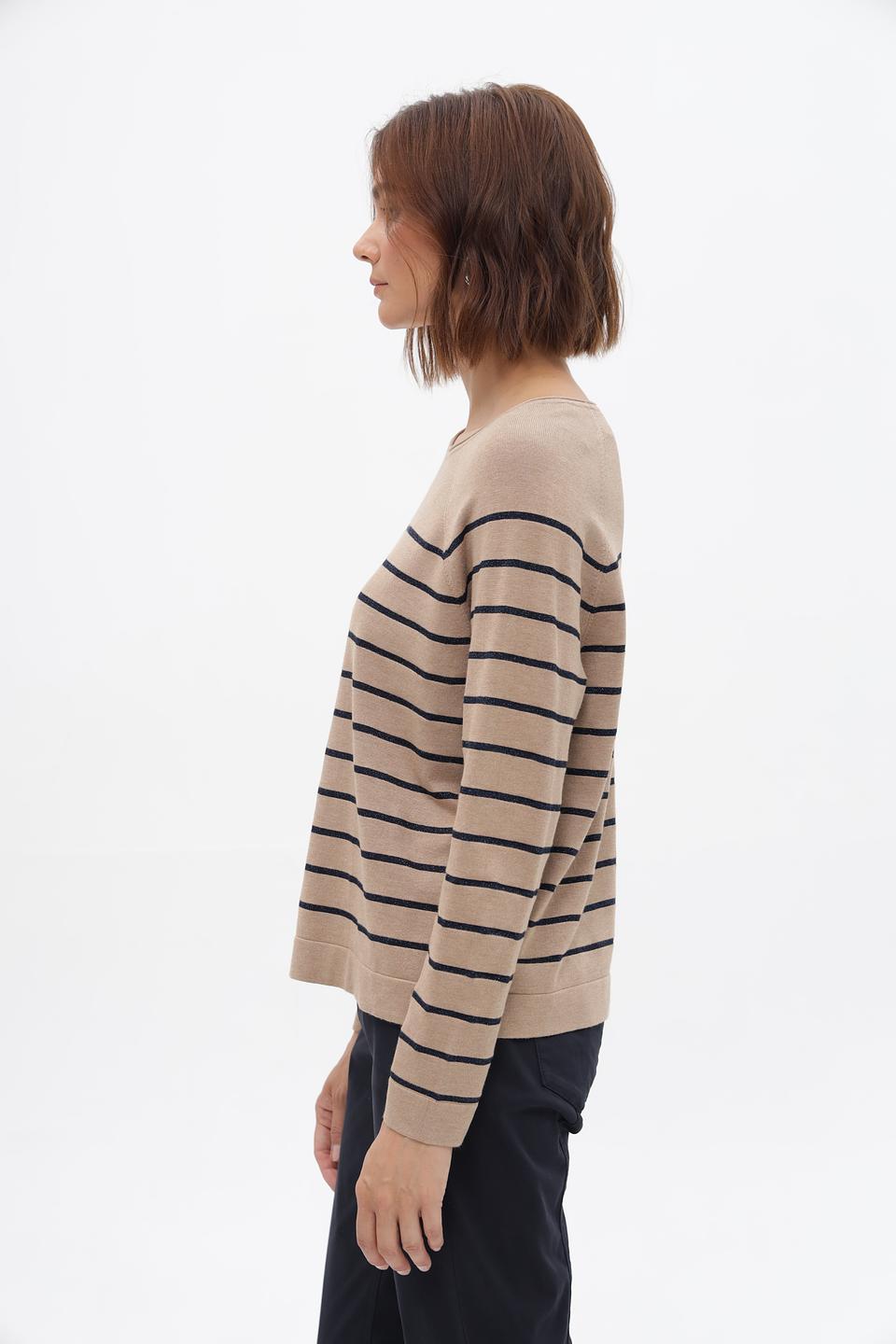 Пуловер Bianca в полоску бежевый