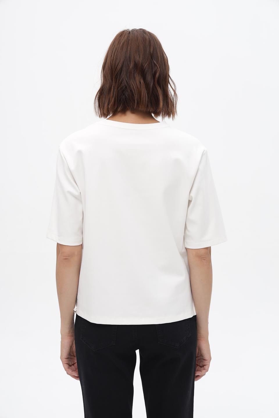 Пуловер Marc Cain с оборками белый