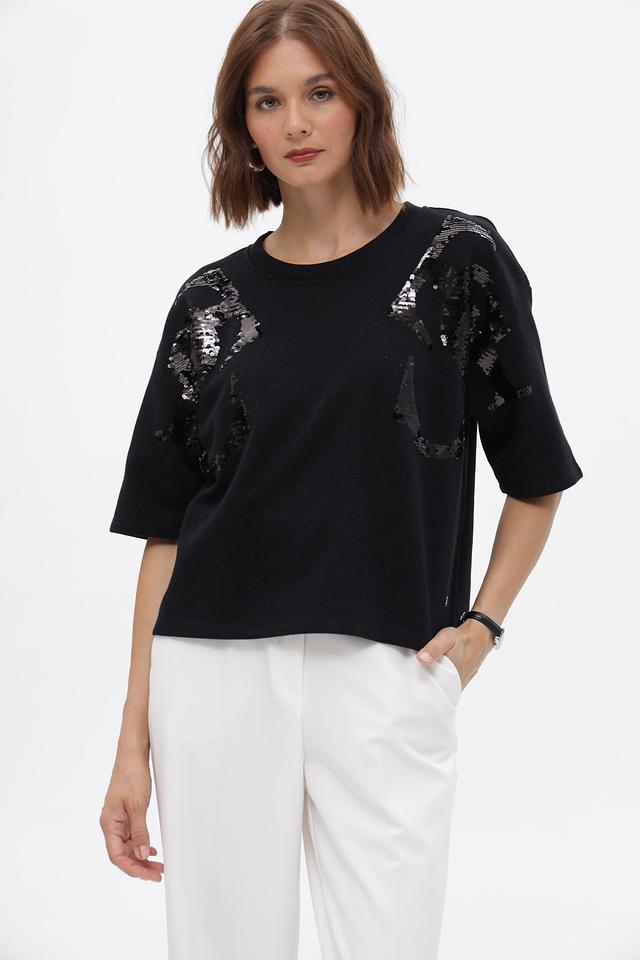 Пуловер Monari с пайетками чёрный