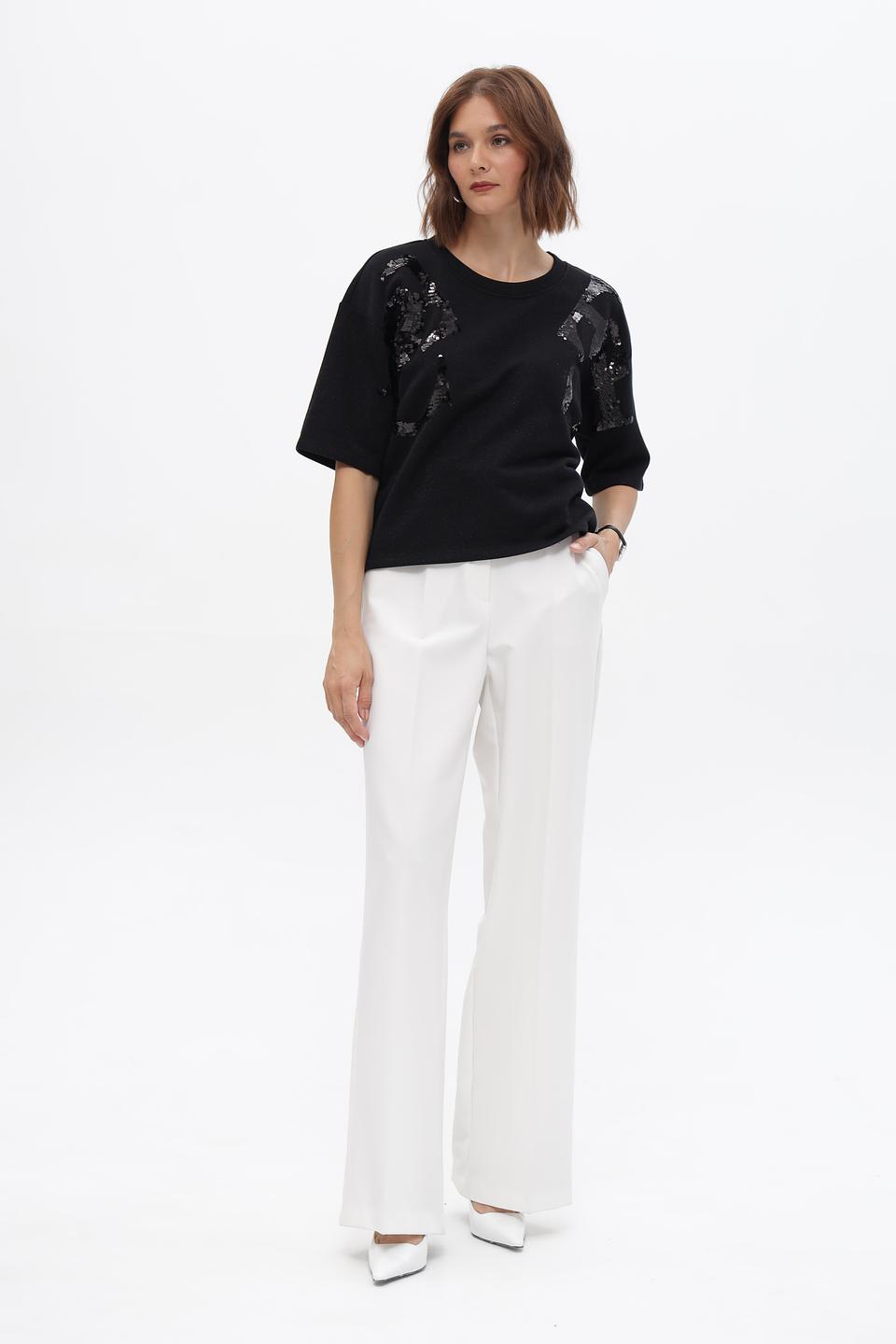 Пуловер Monari с пайетками чёрный