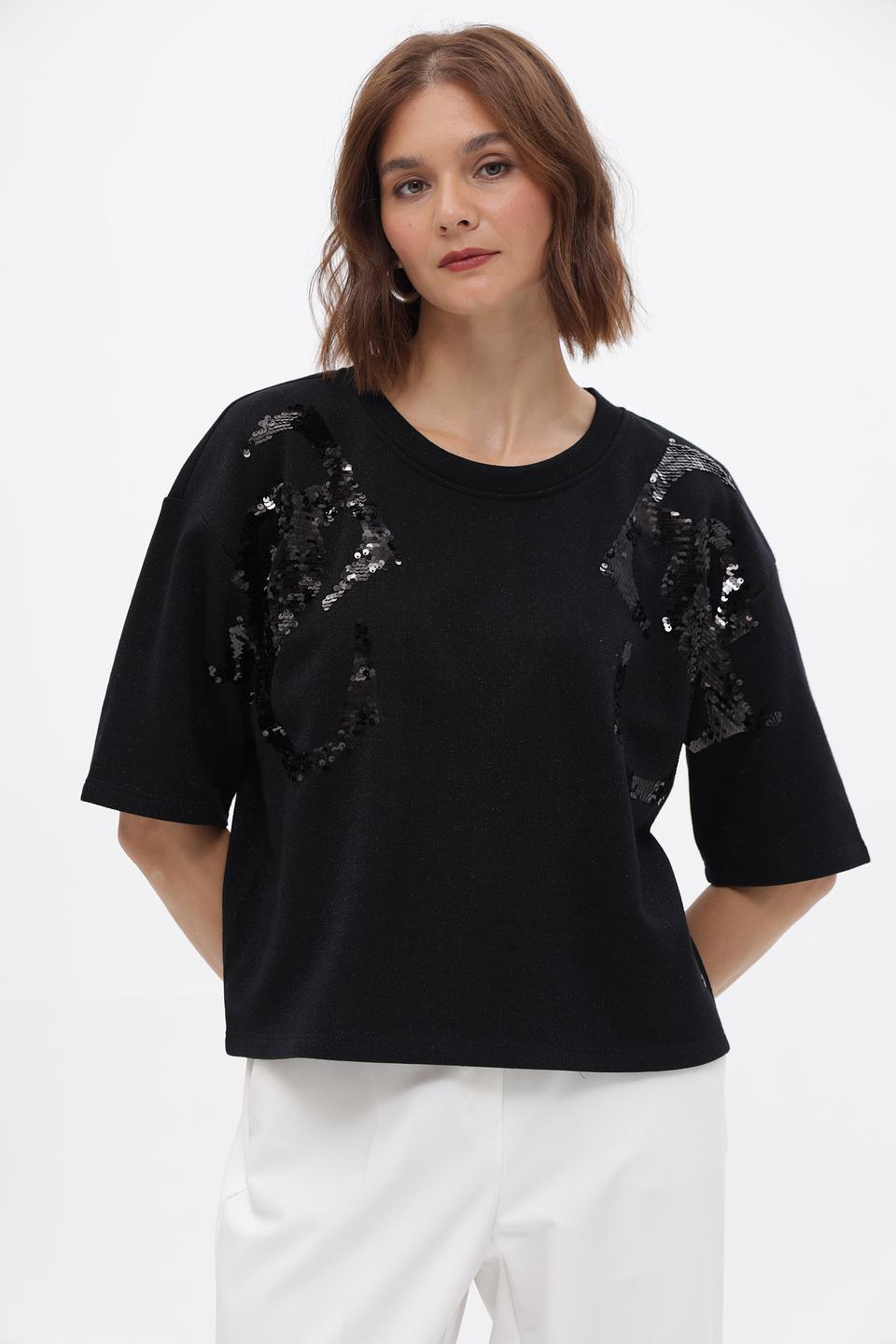 Пуловер Monari с пайетками чёрный