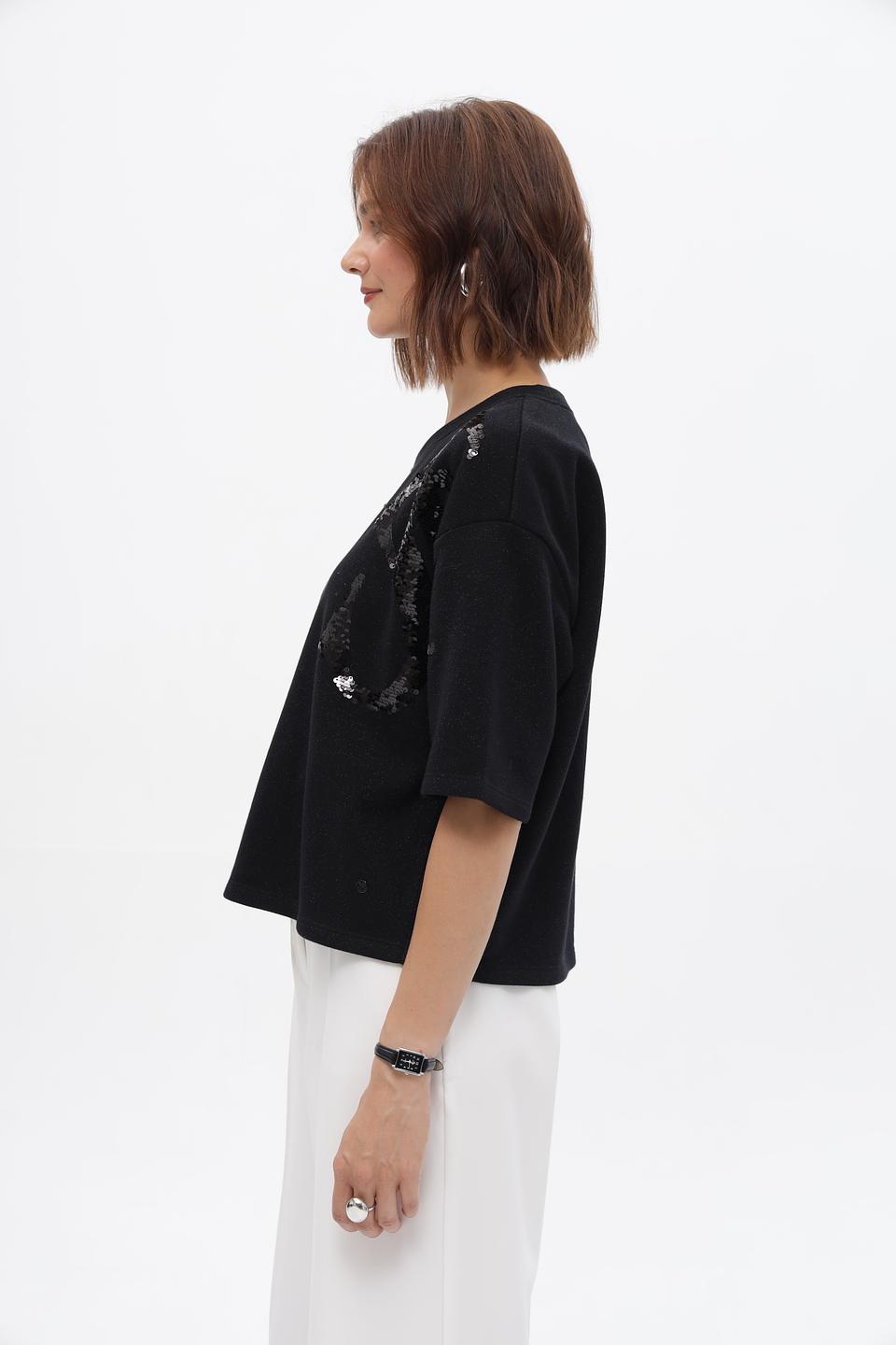 Пуловер Monari с пайетками чёрный