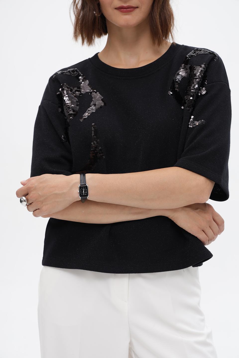 Пуловер Monari с пайетками чёрный