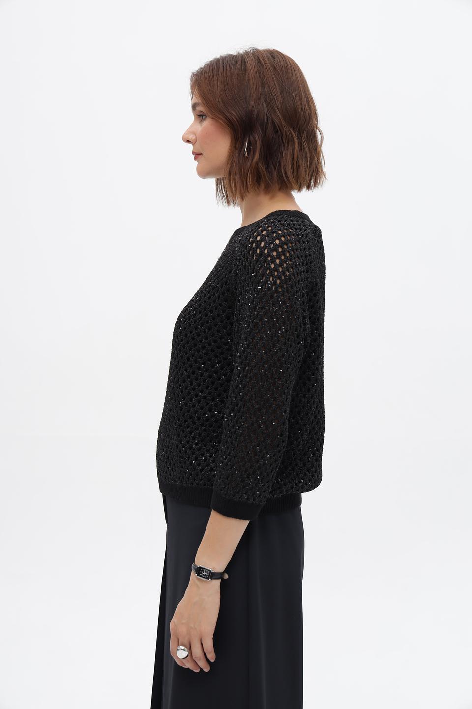 Пуловер Monari чёрный ажурный