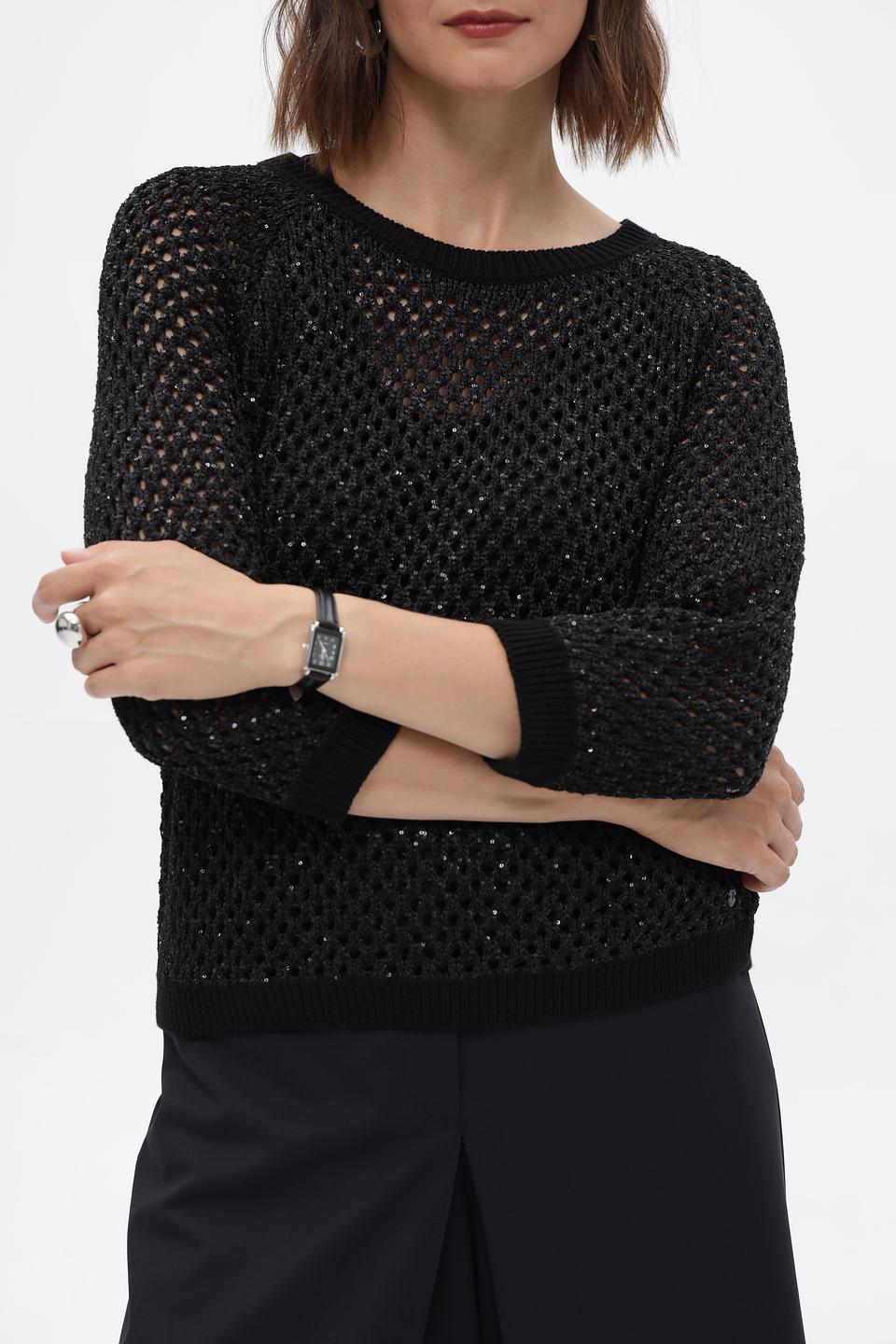 Пуловер Monari чёрный ажурный