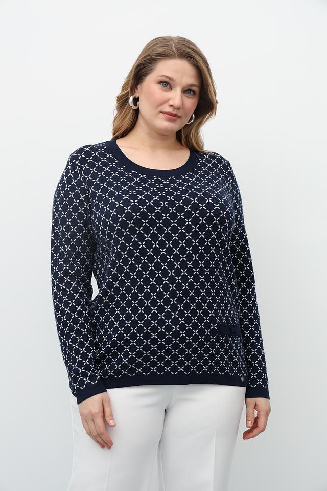 Пуловер Gollehaug с узором тёмно-синий