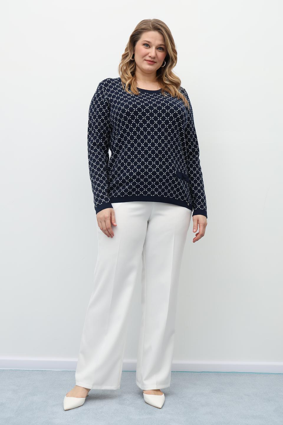 Пуловер Gollehaug с узором тёмно-синий