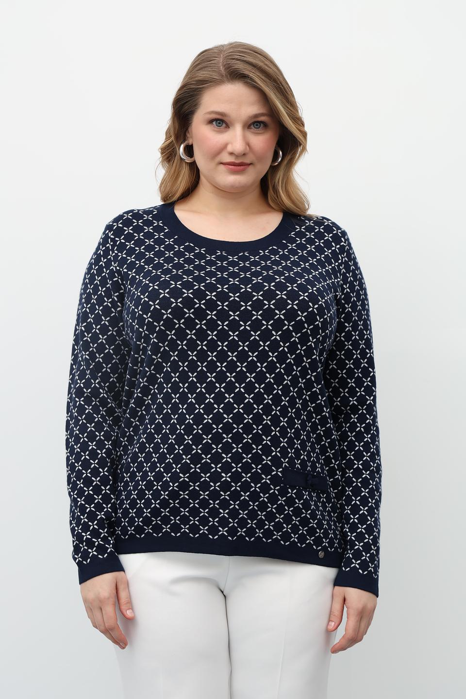 Пуловер Gollehaug с узором тёмно-синий