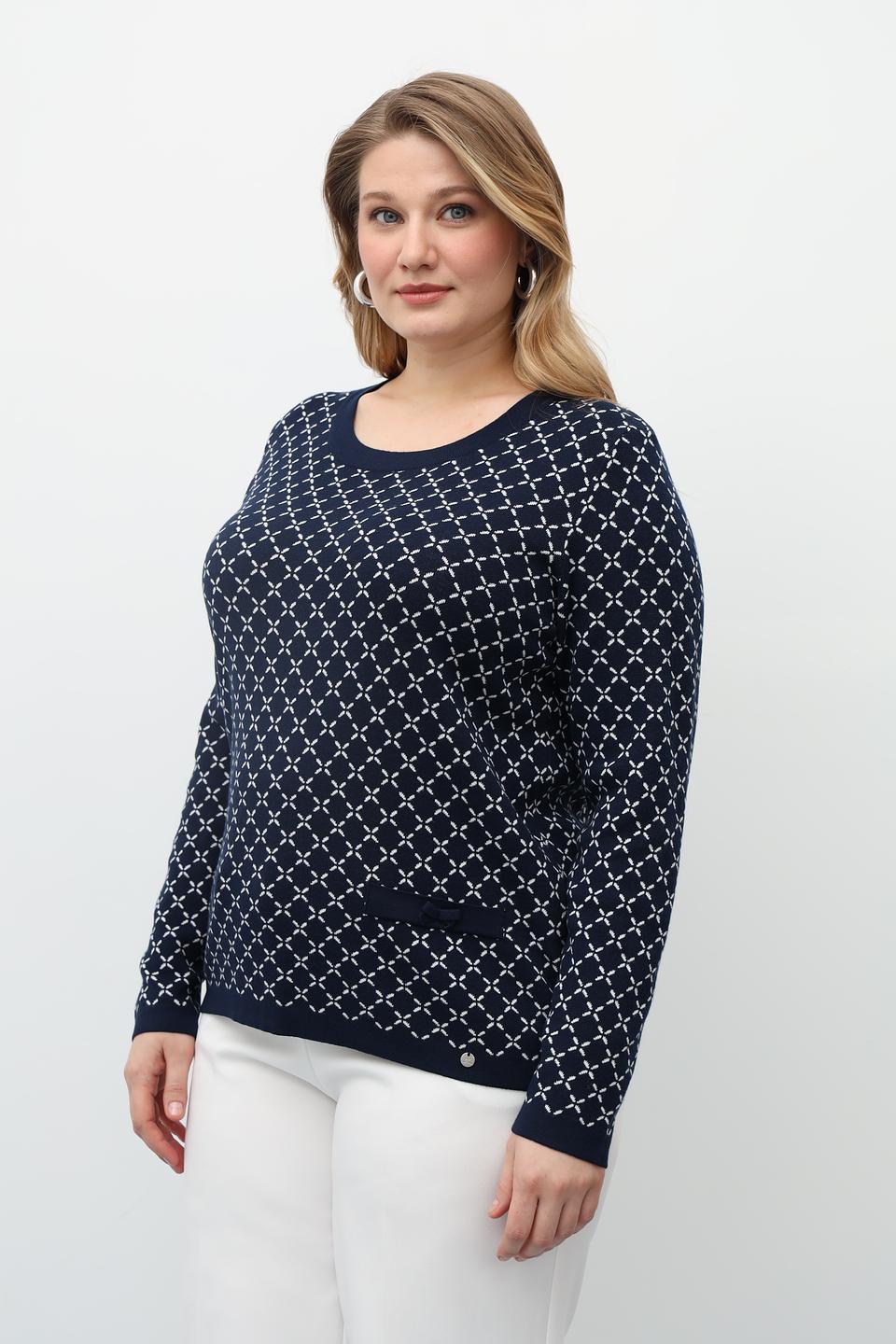 Пуловер Gollehaug с узором тёмно-синий