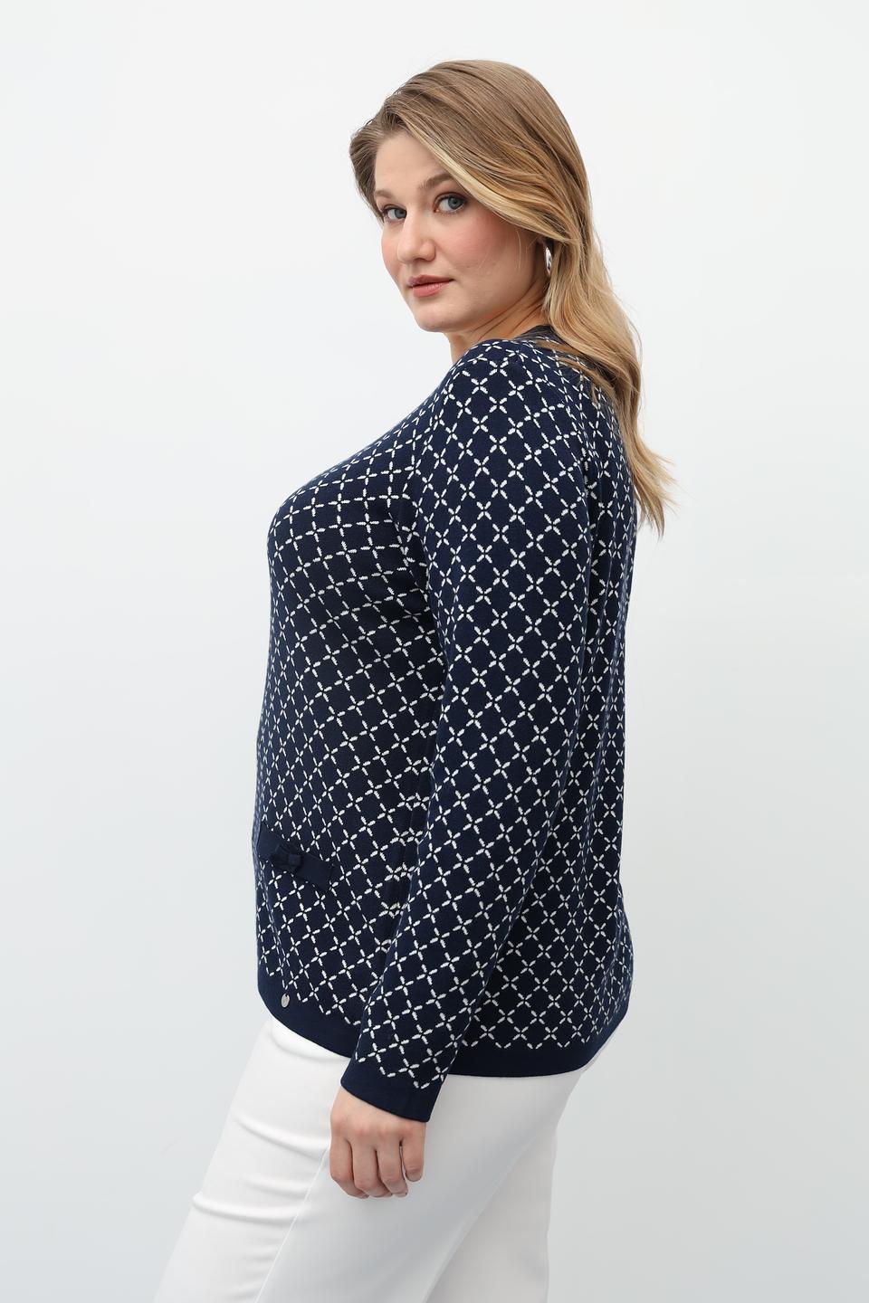 Пуловер Gollehaug с узором тёмно-синий