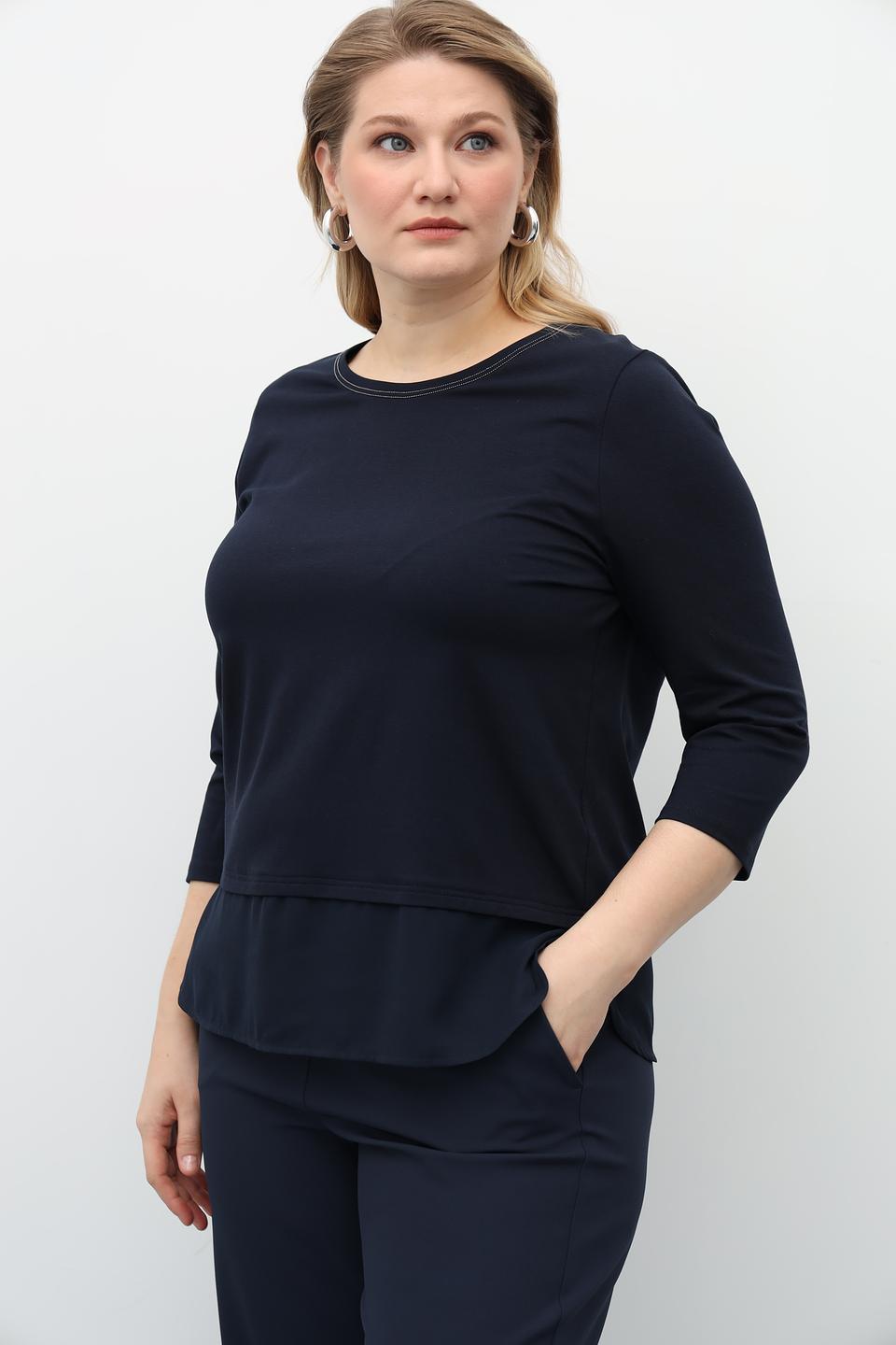 Футболка Frank Walder темно-синяя с рукавом 3/4