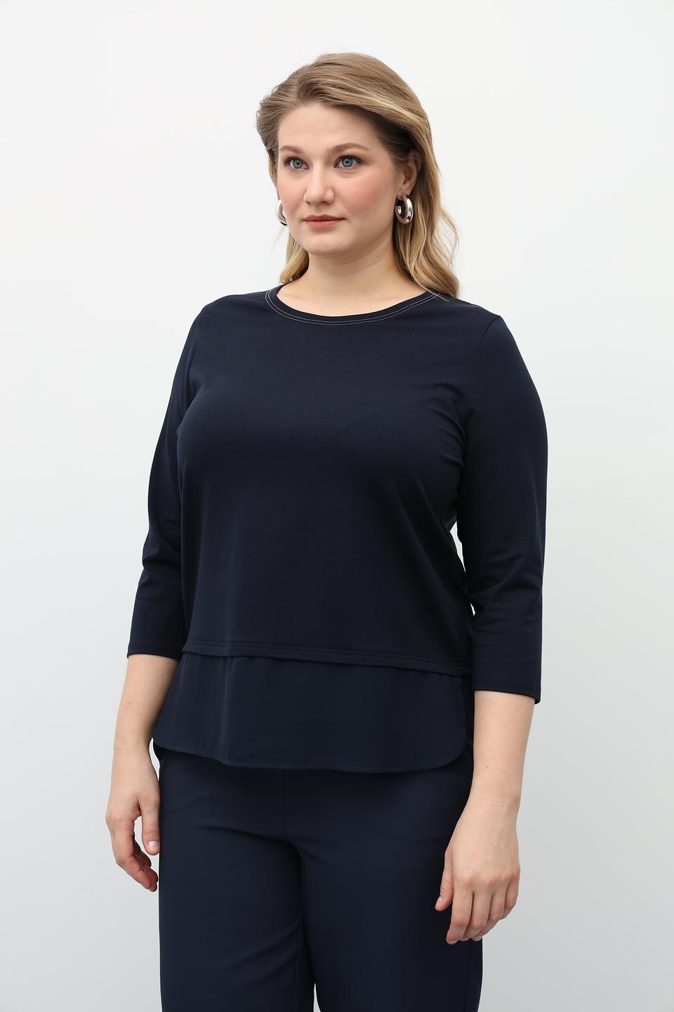 Футболка Frank Walder темно-синяя с рукавом 3/4