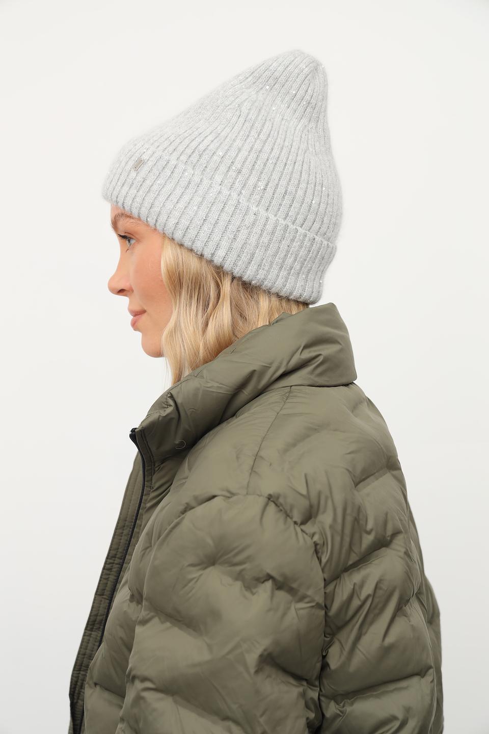 Шапка Julia Florenzi серая с пайетками