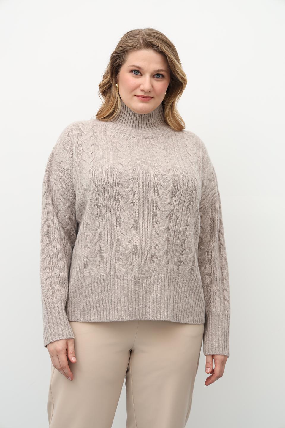 Пуловер Catnoir с косами бежевый