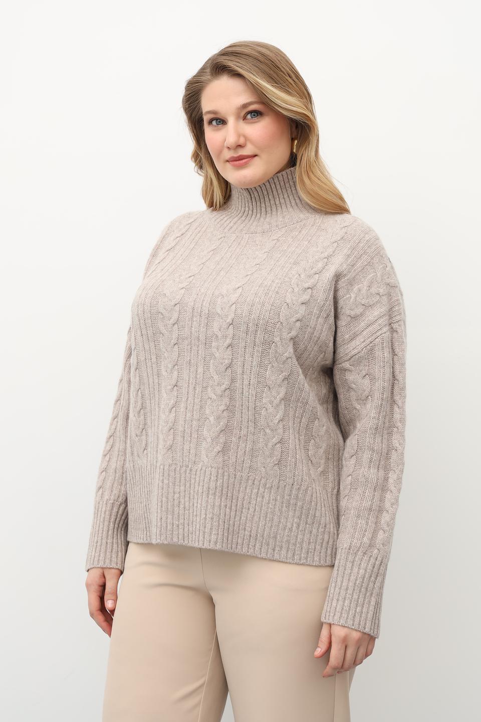 Пуловер Catnoir с косами бежевый