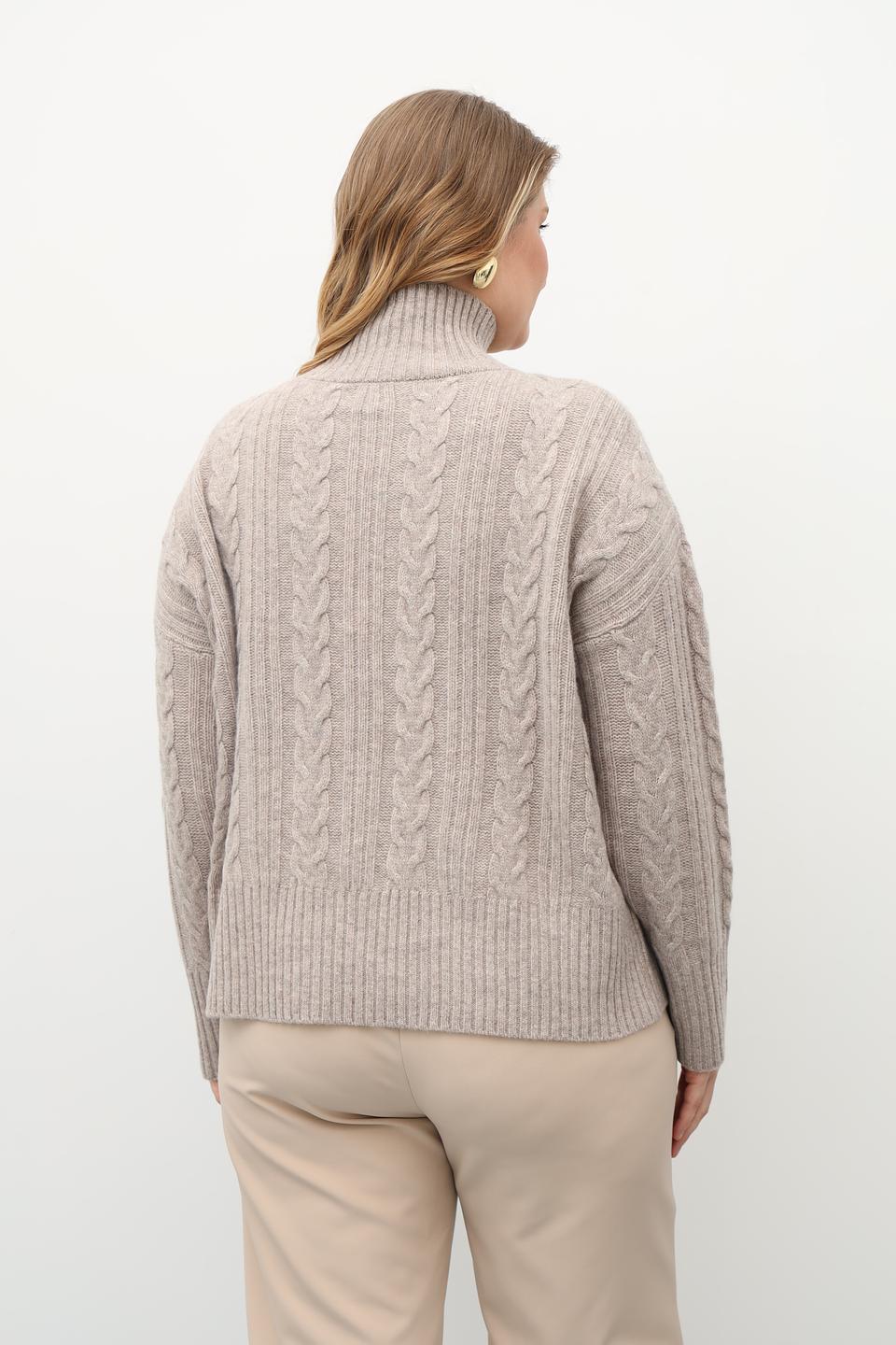 Пуловер Catnoir с косами бежевый