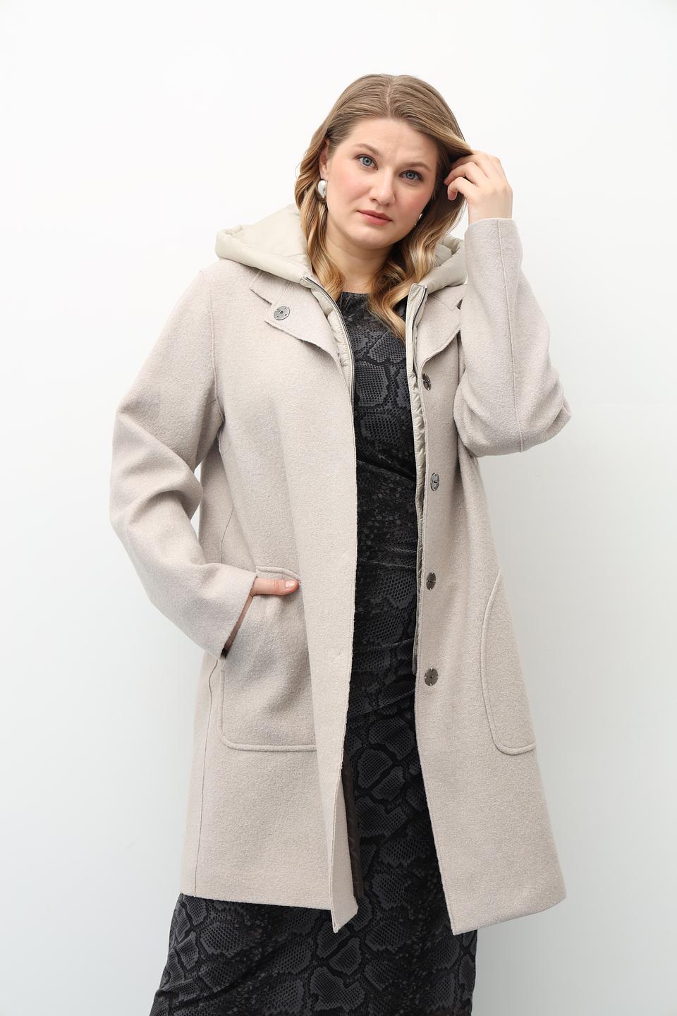 Пальто Bugatti с капюшоном бежевое