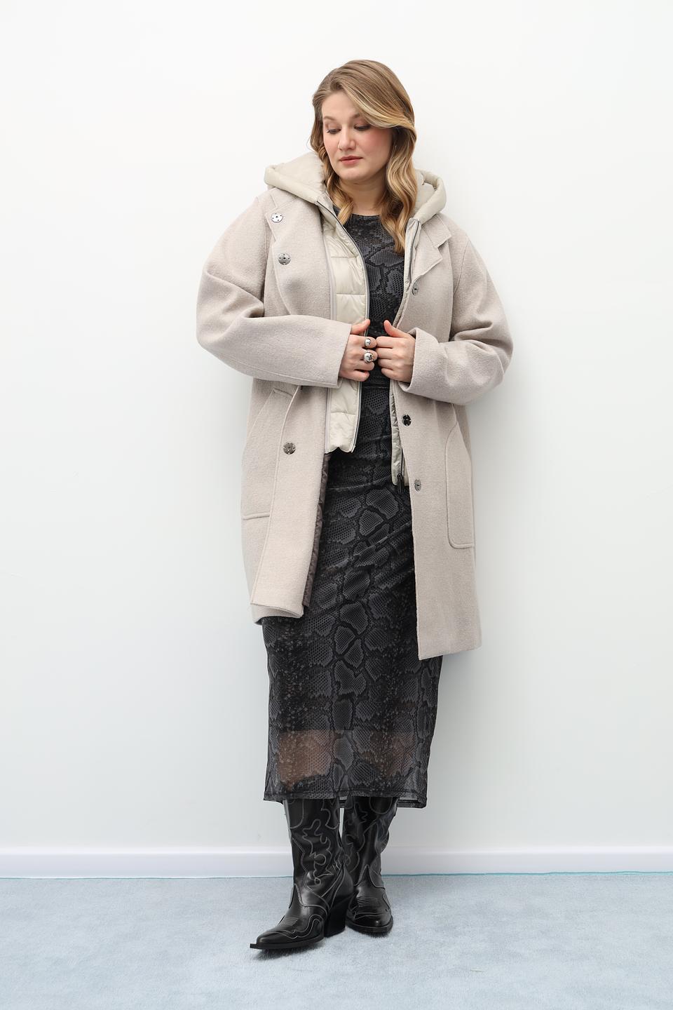 Пальто Bugatti с капюшоном бежевое