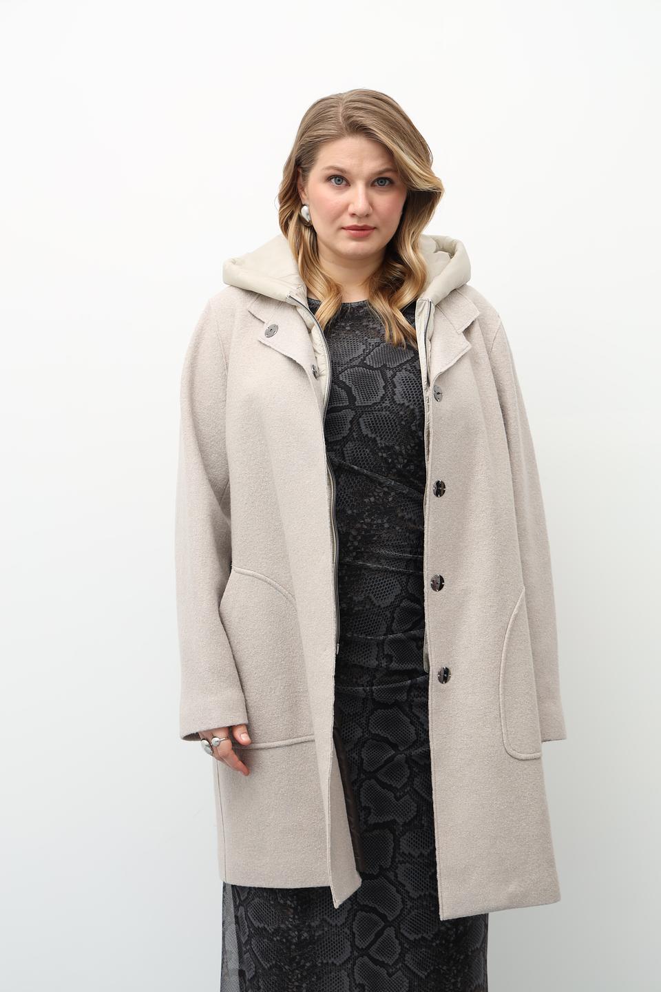 Пальто Bugatti с капюшоном бежевое