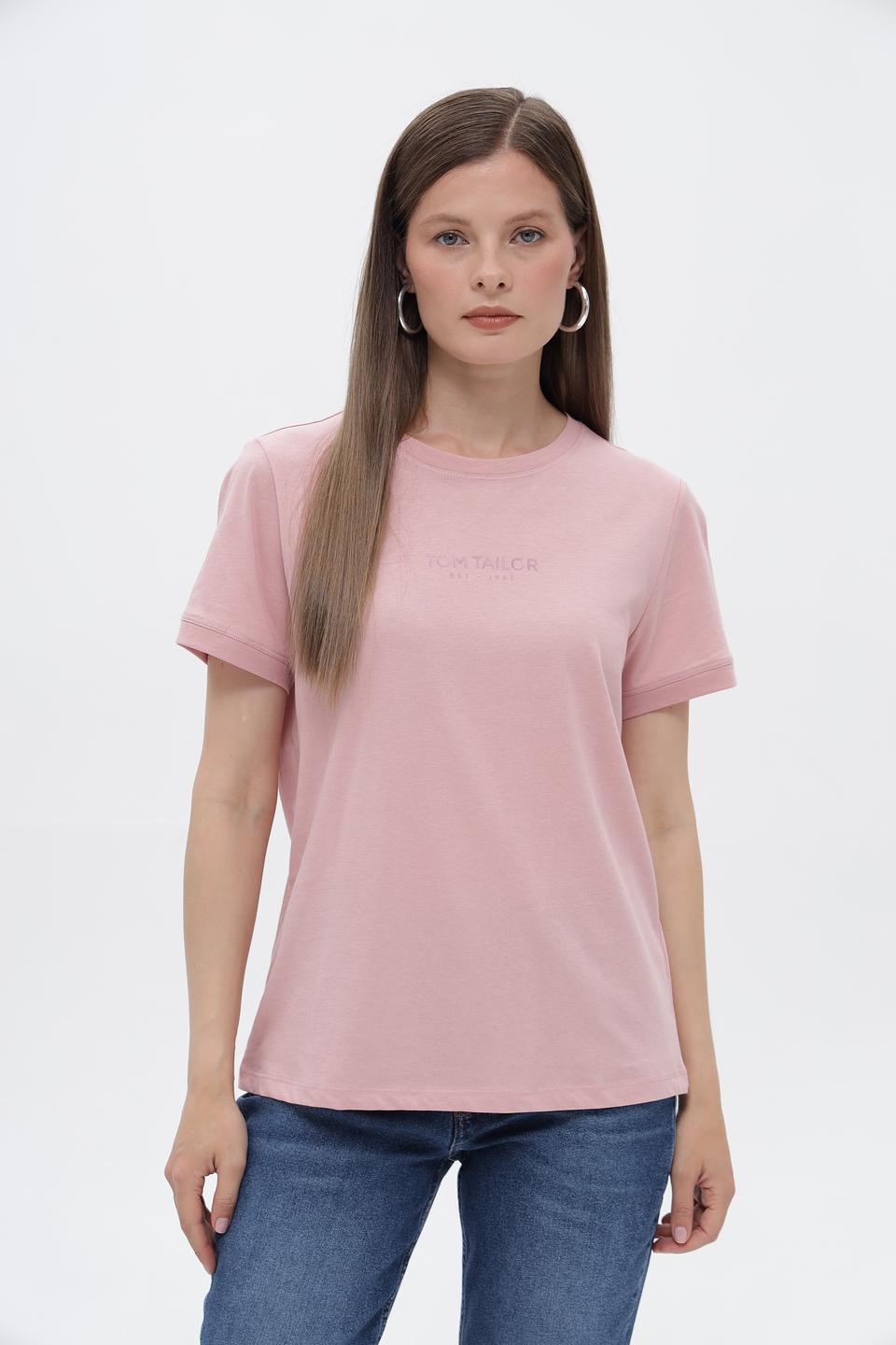 Футболка Tom Tailor розовая с логотипом