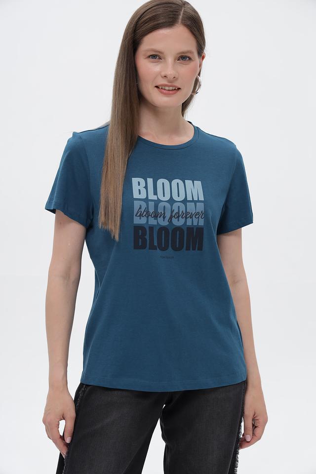 Футболка Tom Tailor с принтом Bloom синяя