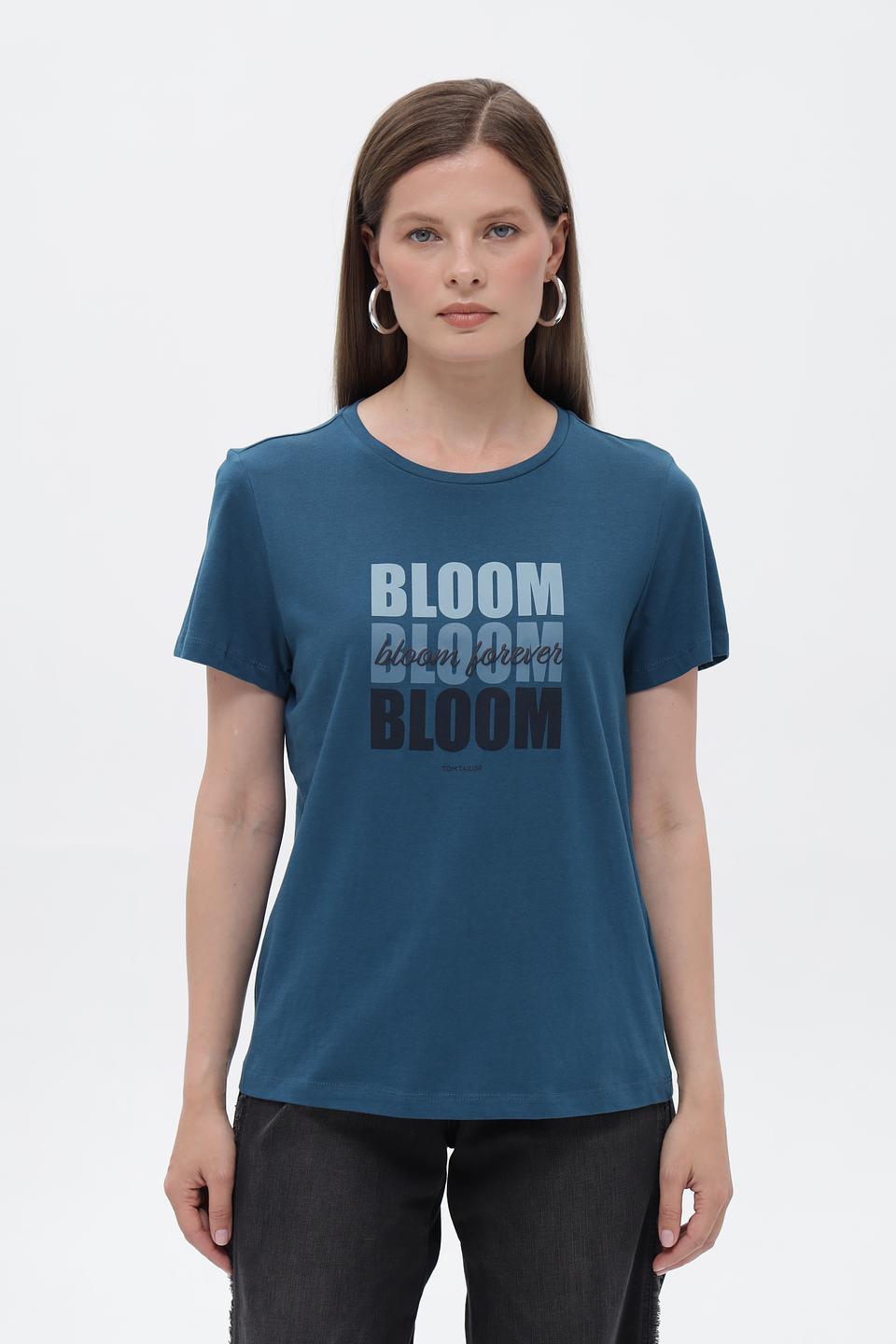 Футболка Tom Tailor с принтом Bloom синяя