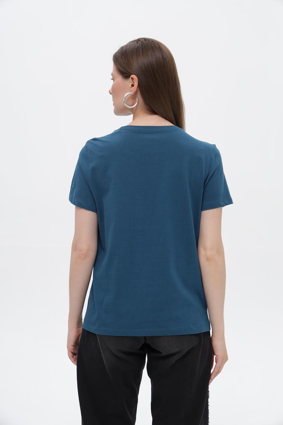 Футболка Tom Tailor с принтом Bloom синяя