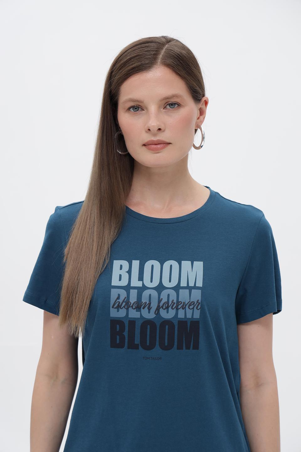 Футболка Tom Tailor с принтом Bloom синяя
