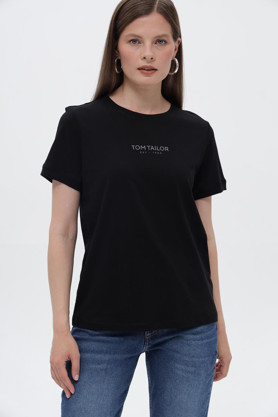 Футболка Tom Tailor женская черная с логотипом