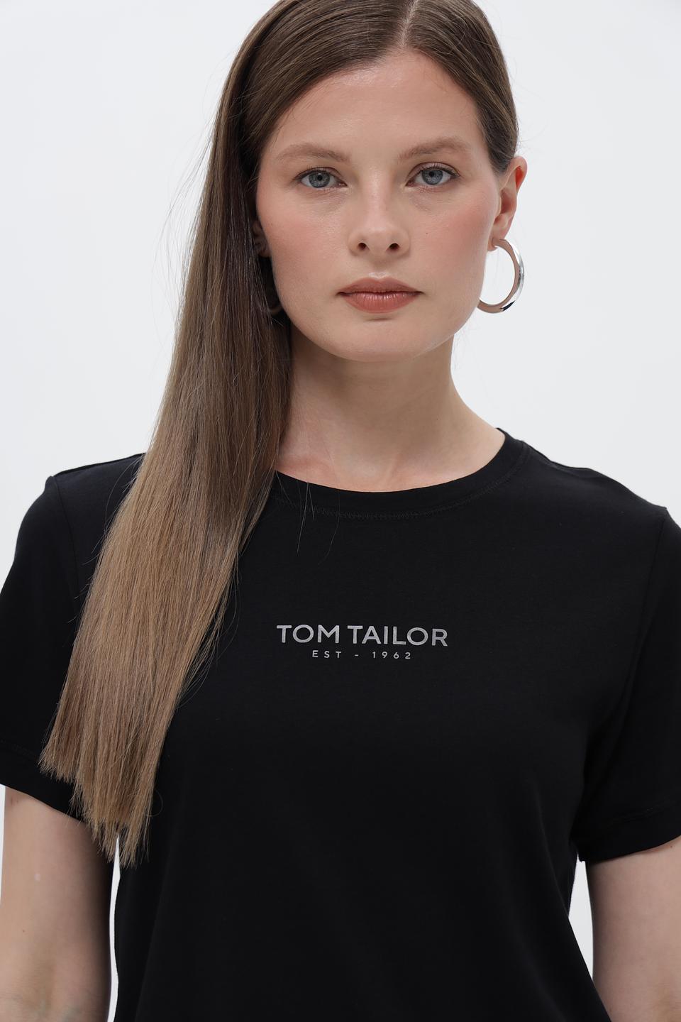 Футболка Tom Tailor женская черная с логотипом