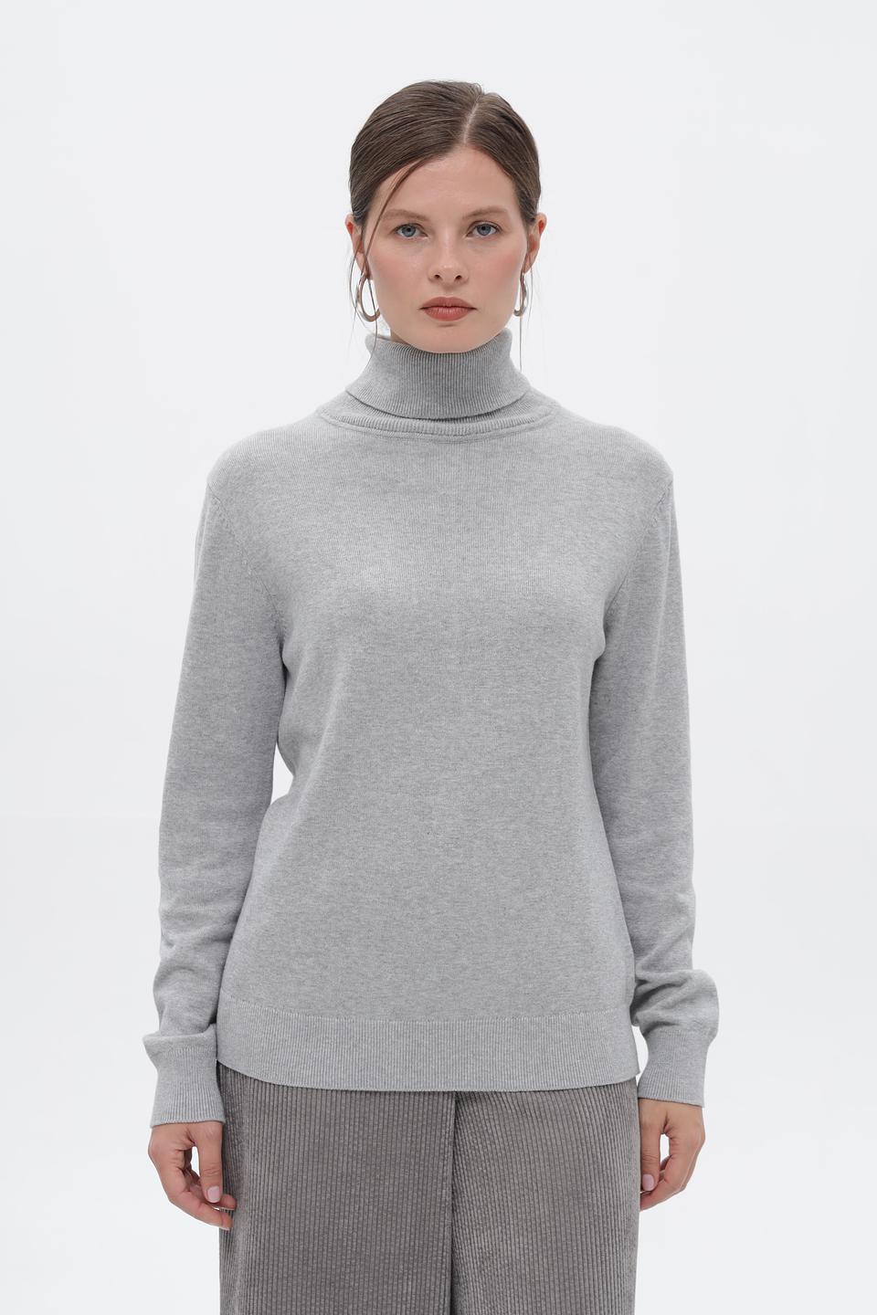 Пуловер Tom Tailor серый с горлом