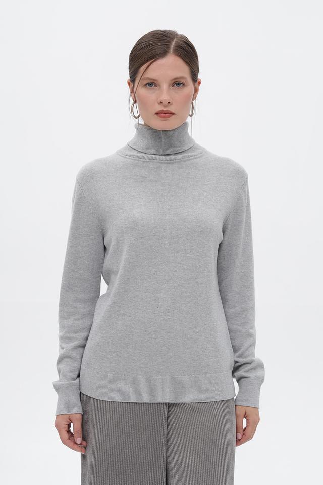 Пуловер Tom Tailor серый с горлом