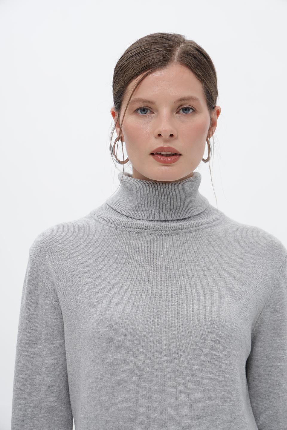 Пуловер Tom Tailor серый с горлом