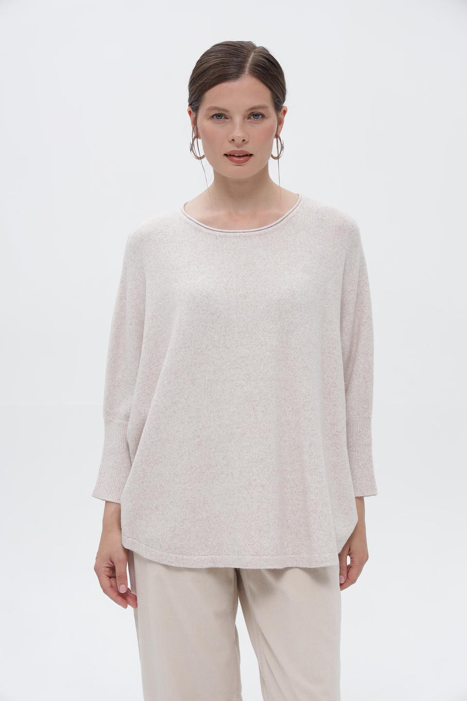 Пуловер Olsen бежевый с отделкой