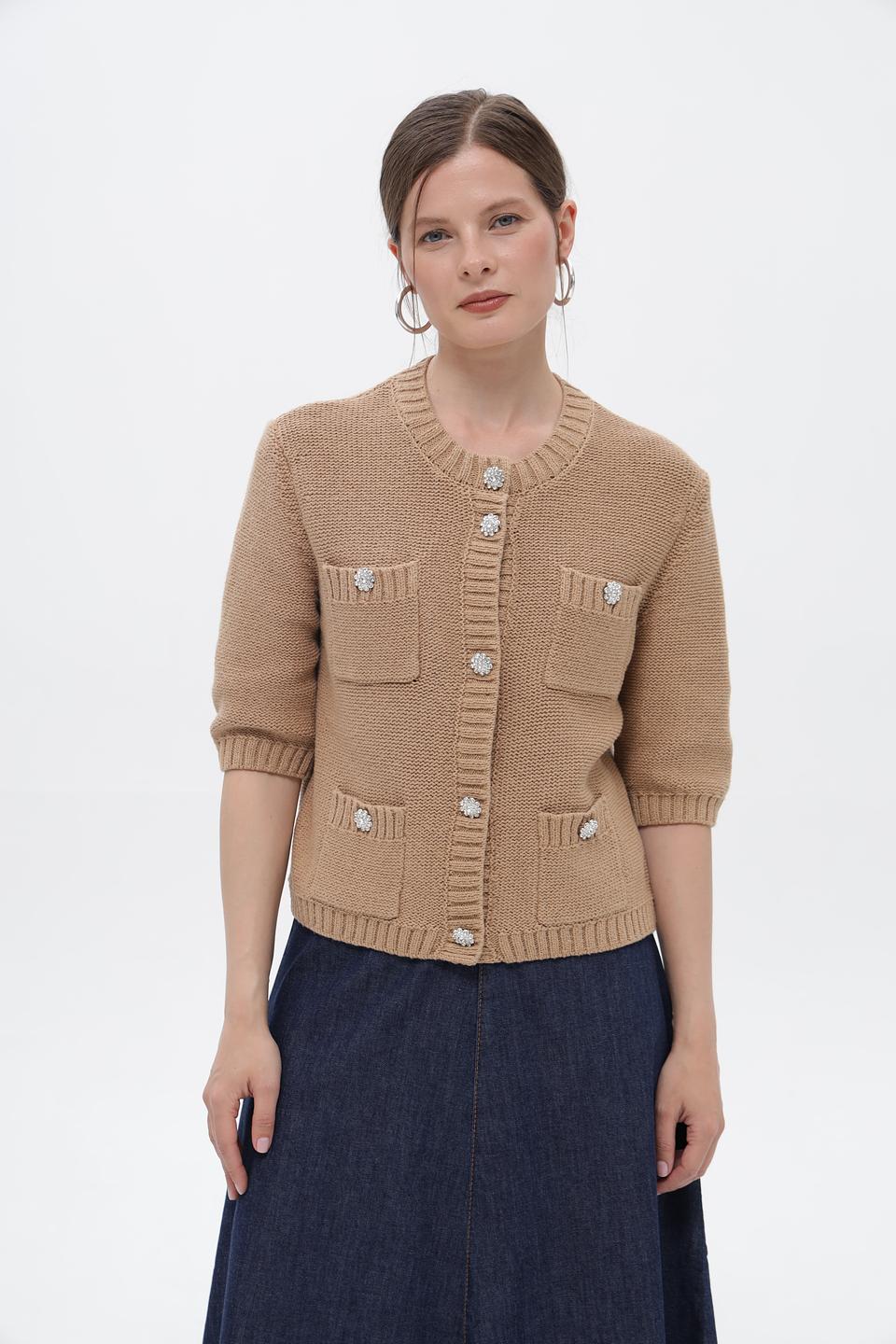 Жакет Oui с карманами бежевый