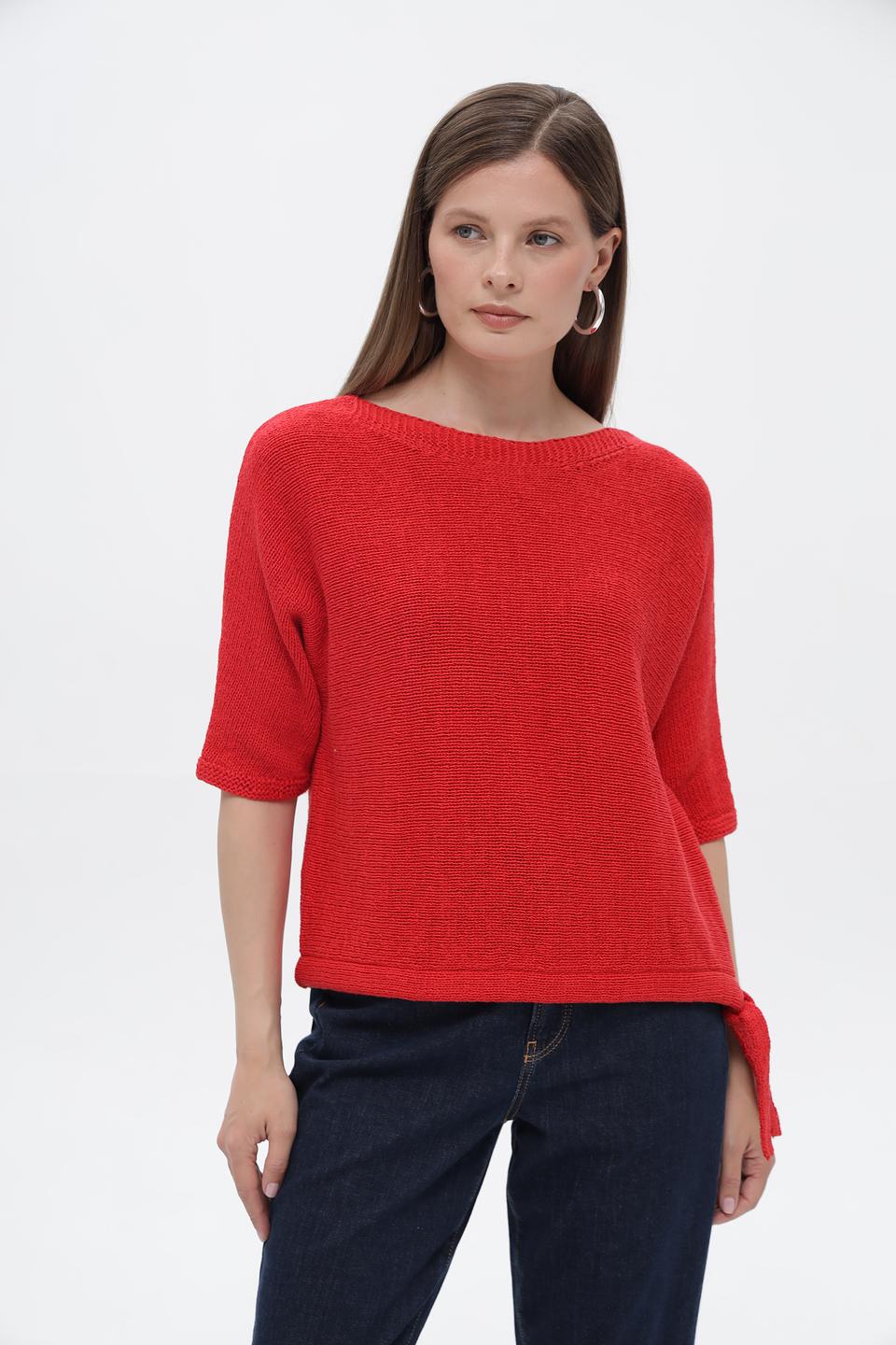 Пуловер Oui с завязками красный