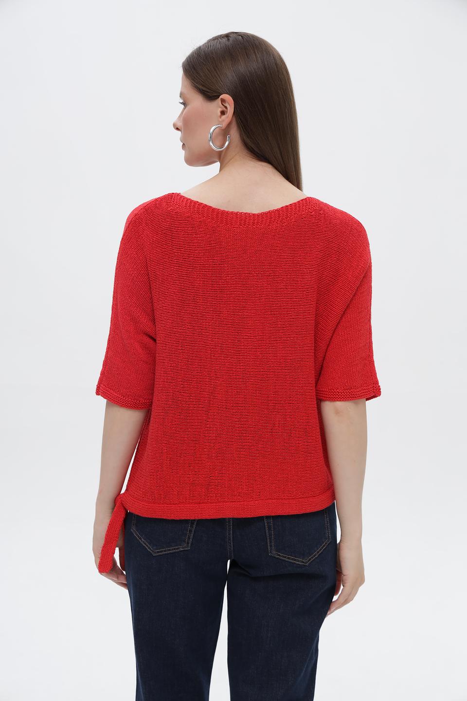 Пуловер Oui с завязками красный