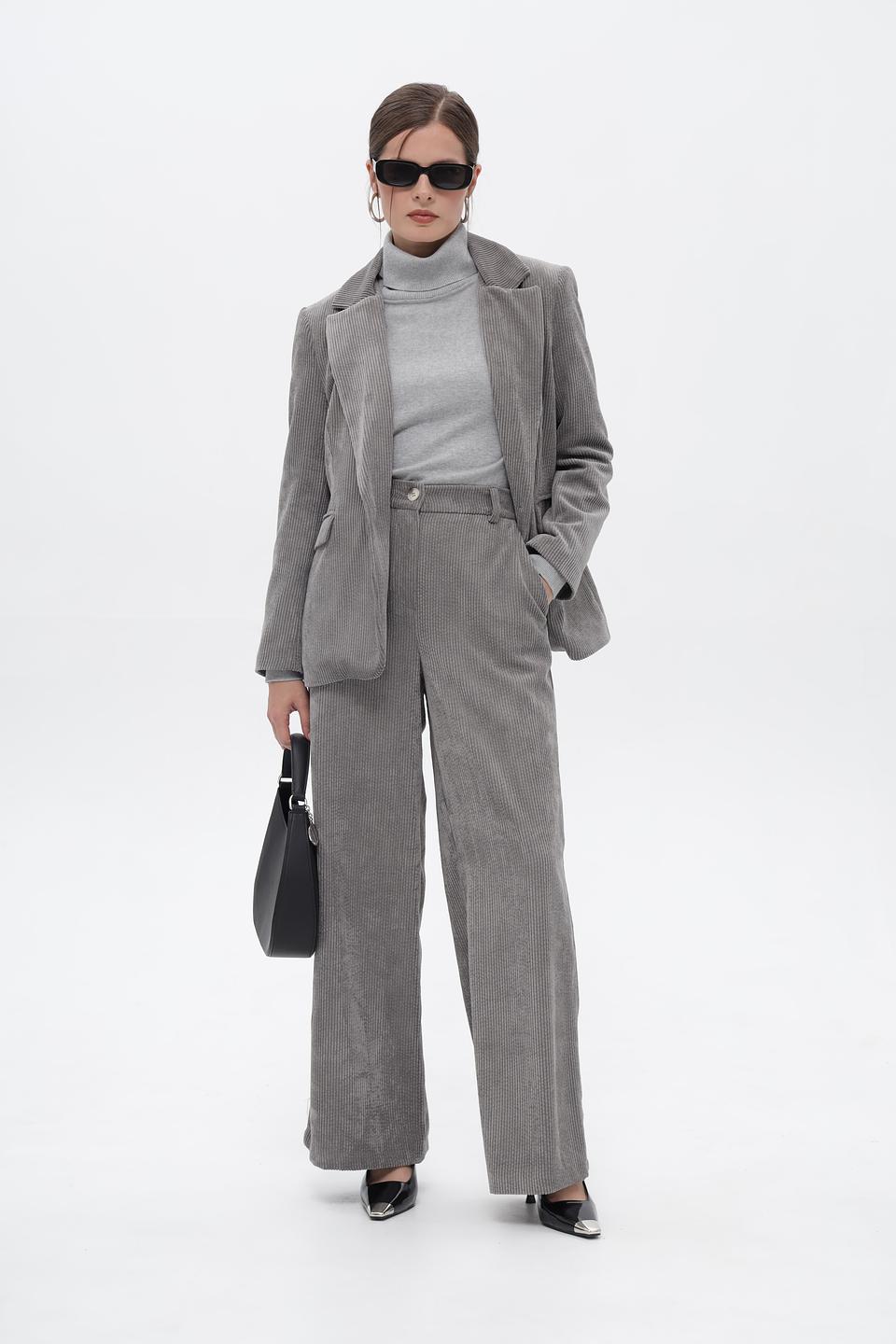 Брюки палаццо Croche серые в полоску