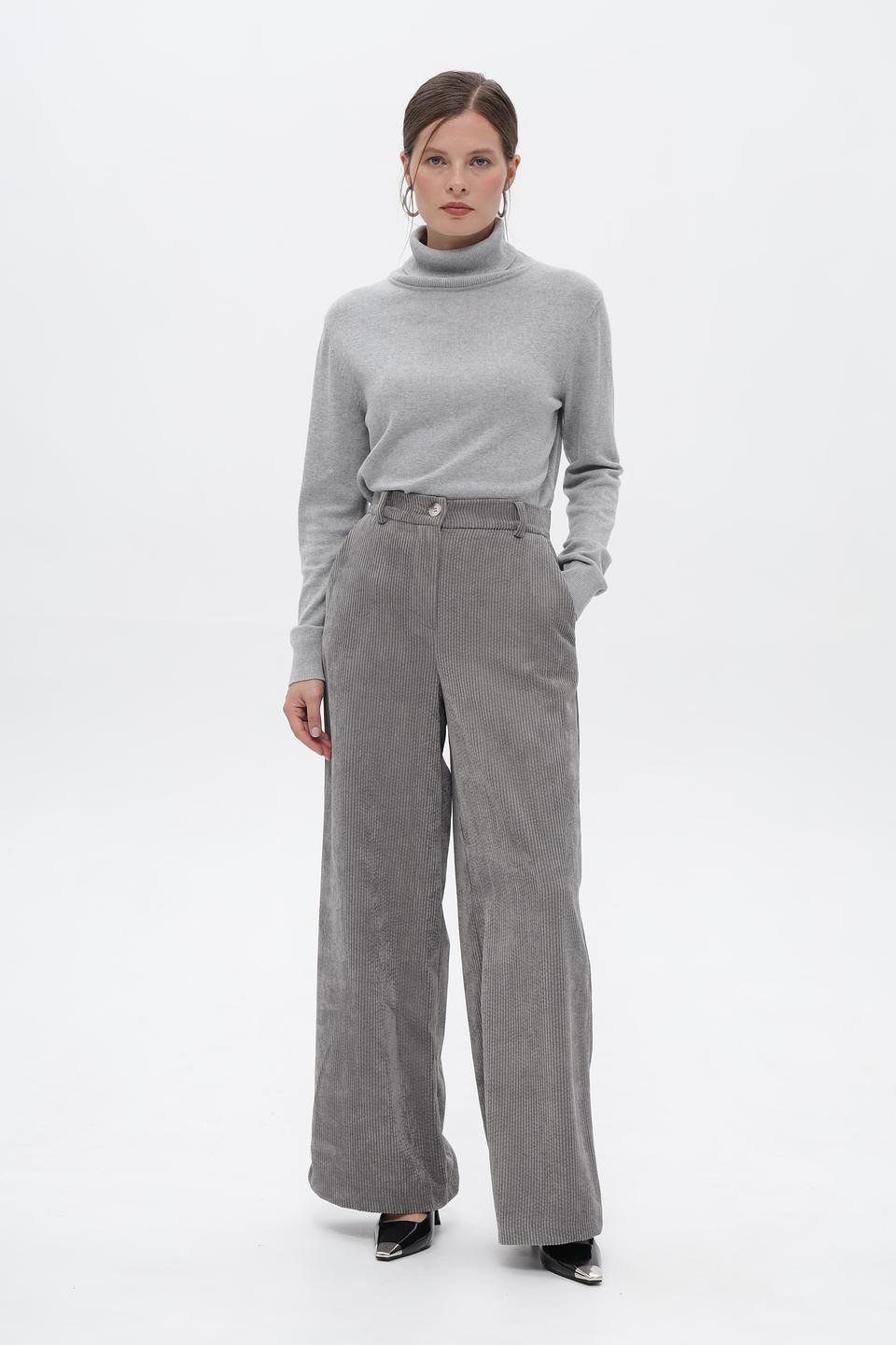 Брюки палаццо Croche серые в полоску