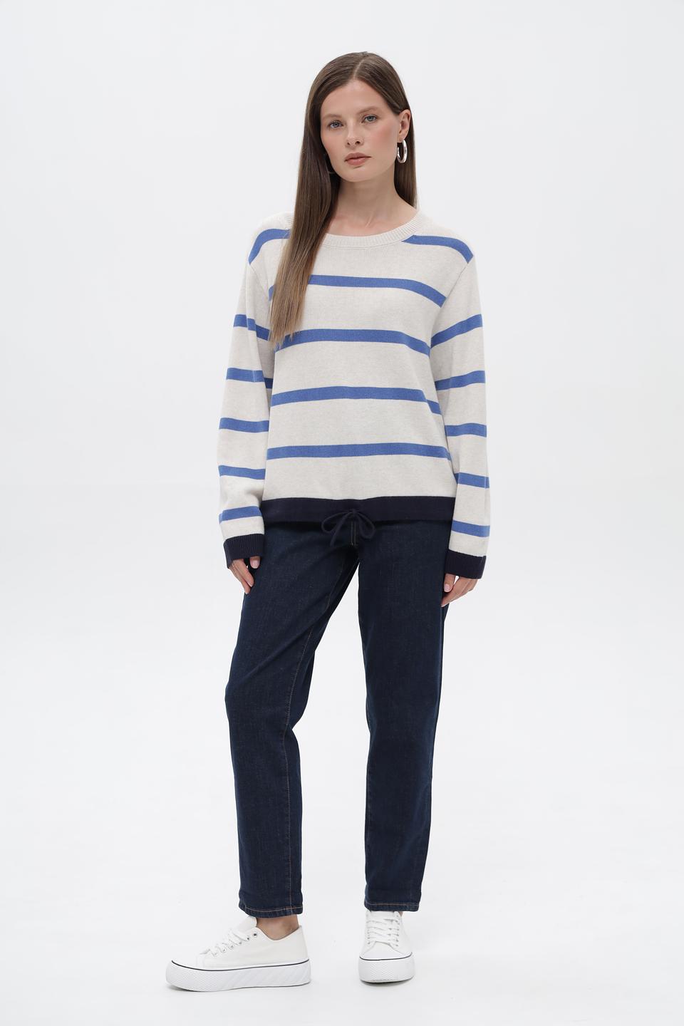 Пуловер Oui в полоску