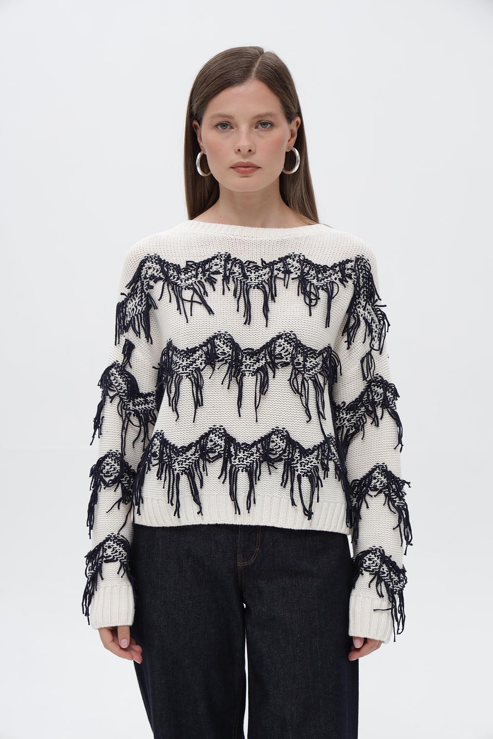 Пуловер Oui с лошадьми