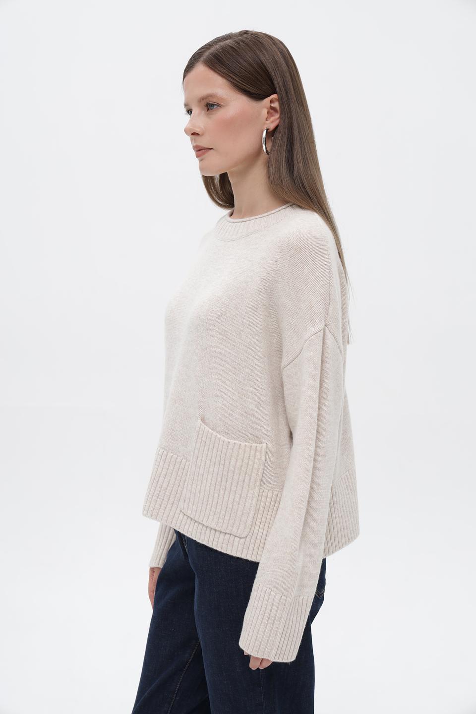 Пуловер Oui женский бежевый