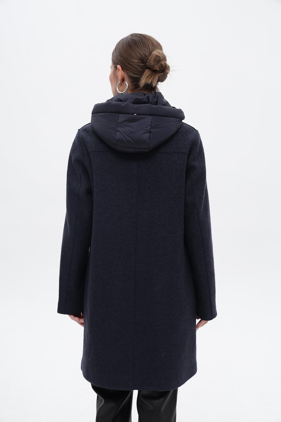 Пальто Bugatti с капюшоном тёмно-синее