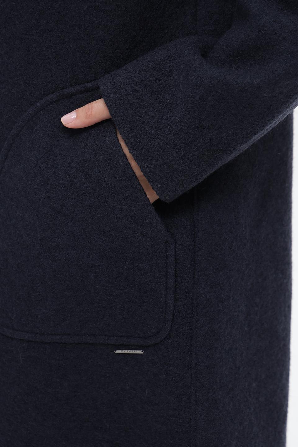 Пальто Bugatti с капюшоном тёмно-синее