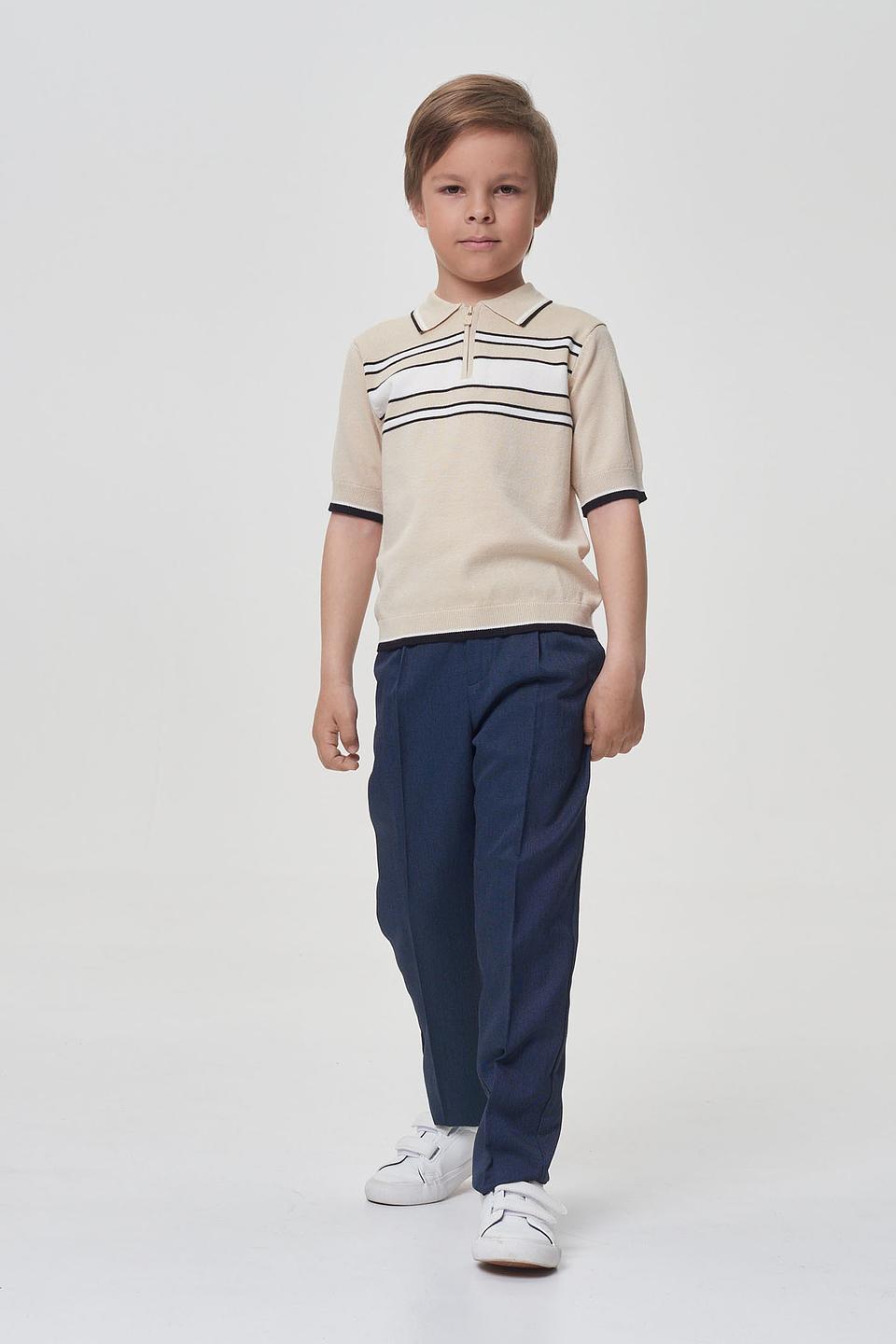 Поло Choupette для мальчика бежевое с полосками и молнией